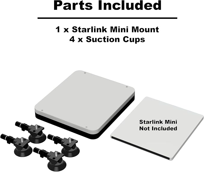 Starlink Mount Ultra-Durable Kit for Campers, RVs, UTVs, Trucks, & Cars | USA Made | Interior and Exterior Vehicle Installation | Hardtop Complete Coverage (No Charger, Mount + Suction Cups)