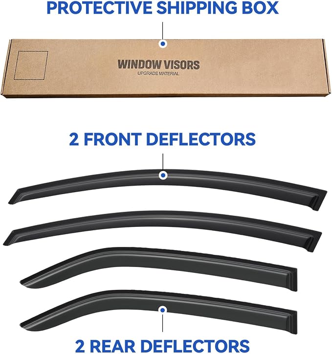 Window Visors Rain Guards for 2009 2010 2011 2012 2013 Kia Forte, Out-Channel Window Vent Wind Deflectors Visors Shades for 09 10 11 12 13 Kia Forte