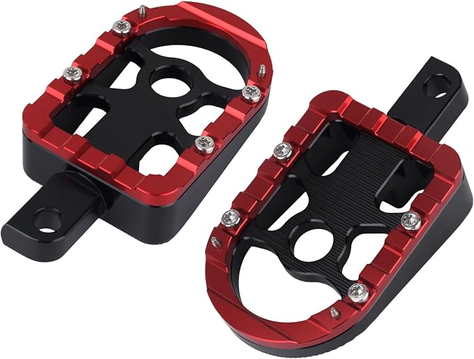 Motorcycle Floorboards Passenger Footboards Wide Foot Pegs Board Pedal Compatible with Touring Electra Road Street Glide Softail Road King Red Edge