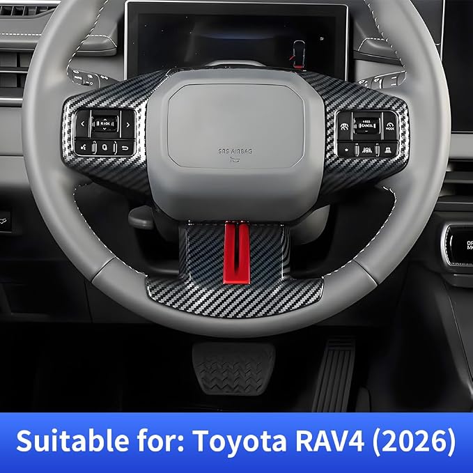 Carbon Fiber Style Kit Car Steering Wheel Trim Cover Panel for Toyota RAV4 2026 Auto Interior Decorations Accessories Protection Covers Accessory