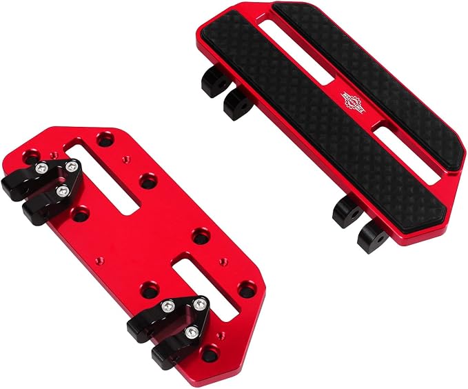 9.5" Long, Smaller Rider's Floor Board Foot Pedal Footboard, CNC Cut Aluminum & Rubber Compatible with 2024,2025 CVO Road Glide ST, CVO Street Glide ST, (Red)