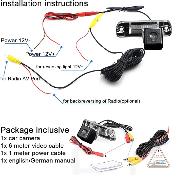 HD Backup Camera,170 Wide Angle, License Plate, IP67 Waterproof, Reverse Camera for Mercedes Benz MB100 GL Class GL320 R Class W251 Viano Vito CL500 CL600 CL63 CL65 E320 Modell w210
