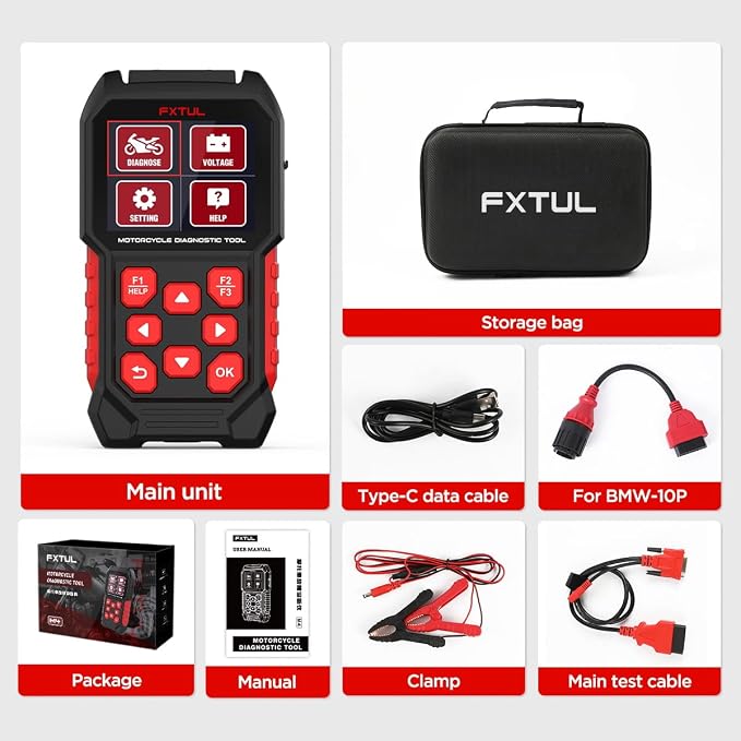 M4 Motorcycle Diagnostic Tool for BMW 10-Pin OBD2 Scanner | Full System Scanner, ABS Bleeding, Service Reset & Throttle Reset, ECU Reset, For DIYers & Professional Mechanics