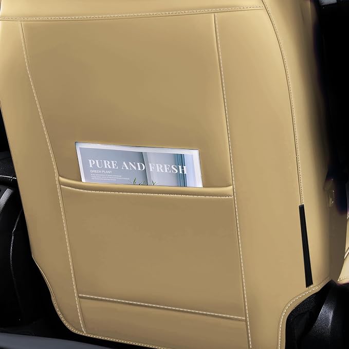 Arazi Fit for 90% of Mercedes-Benz Seat Covers, 360° Full Wrap Original Seat Cover, Waterproof Nappa Leather Seat Covers with Big Space Storage Pocket Seat Protector(2 Seats Luxury, Beige&Brown)