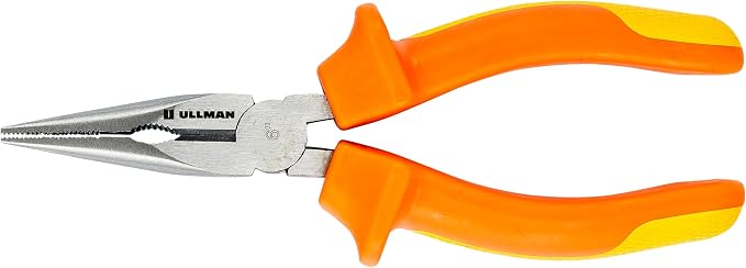 Ullman Insulated 6 in Long Nose Pliers with Industrial Non-Slip Grip - Perfect Hand Tool for Electricians, HVAC, and Contractors