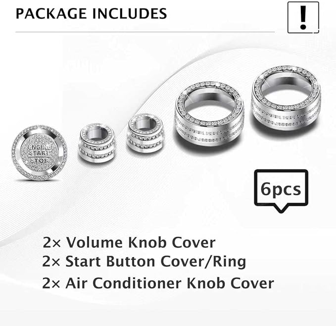 Compatible with Toyota RAV4 2019-2025 Accessories, Aluminum Alloy Control Knob Trim Cover Set (Bling, 6pcs-(No Drive Mode))