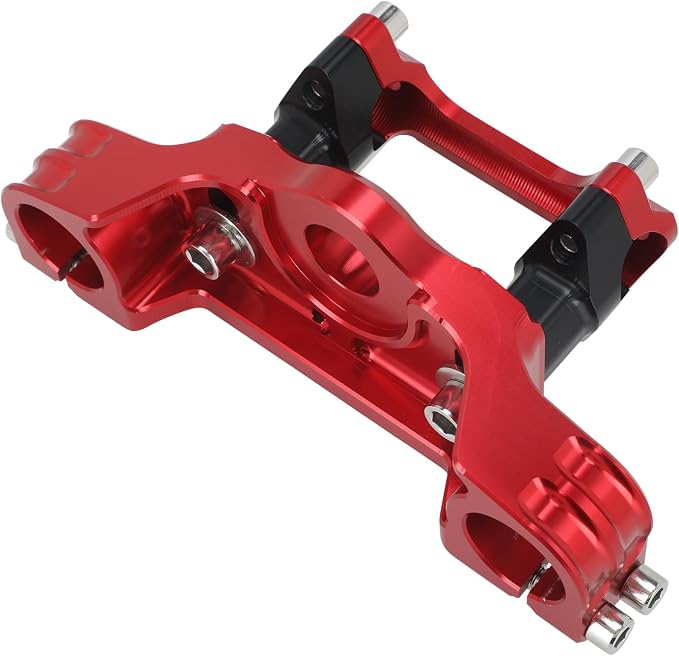 Motorcycle Top Triple Clamp 7/8" 22MM Upper Triple Tree Bar Mount with Risers Set CNC for CRF110 CRF110F 2013-2024 CRF125F CRF125FB 2019-2024 CRF 110F 125F 125FB Red