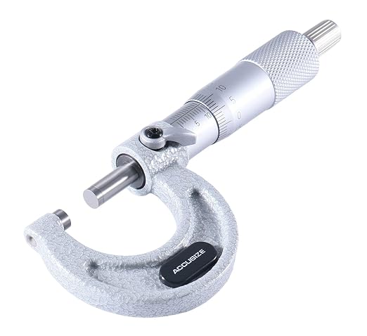 Accusize Industrial Tools Outside Micrometer, 0-25mm, EG00-0025 | 0-25mm, Ultra-Precision, Carbide Tipped, M-Type, Resolution 0.01mm, Ratchet Friction Thimble, Solid Storage Case