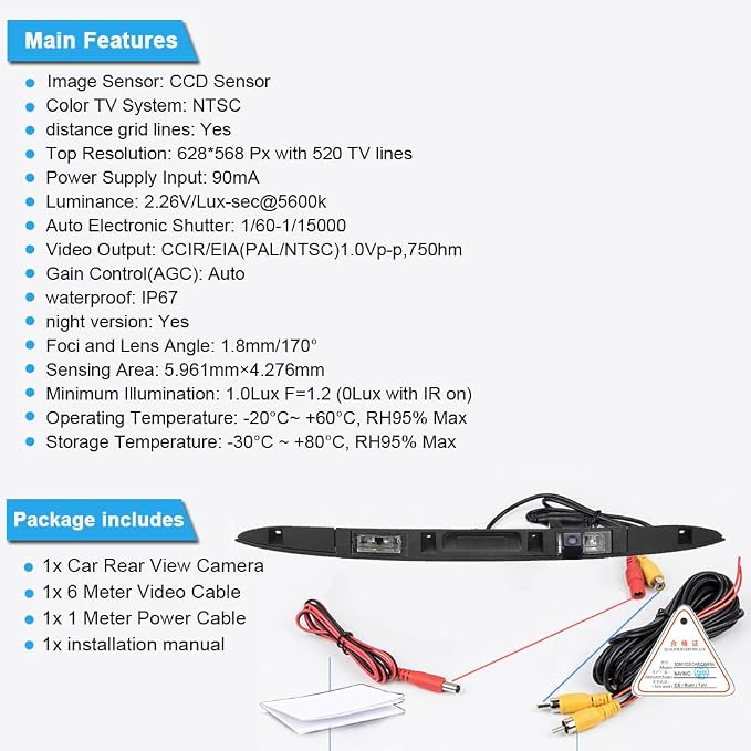 Trunk Handle Rear View Camera for BMW X5 E53 3.0d 3.0i 4.4i 4.6is 4.8is Trunk Tailgate Handle Switch Handle Bar Button Trunk Tailgate Handle Opener Micro Switch (OE Nr.51137170676 51137170965)