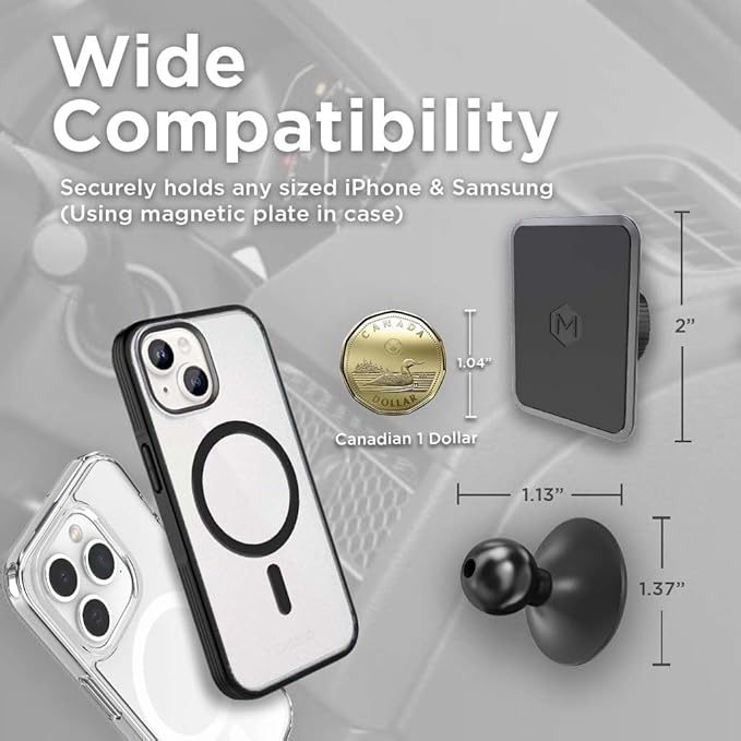 Car Mount - Magnetic Car Mount with Ultra Strong Magnets - 3M Adhesive Dashboard Neodymium Magnet Phone Mount, Phone Holder Compatible with iPhone and Android