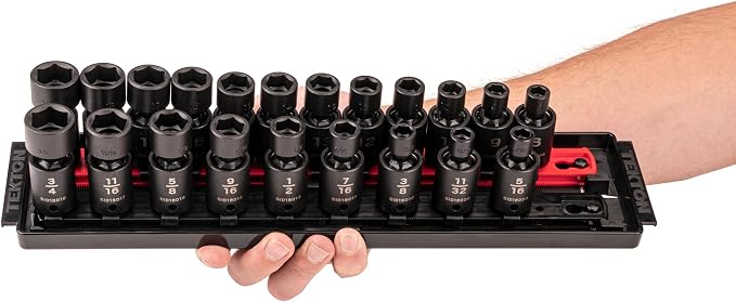 TEKTON 3/8 Inch Drive Universal Joint Impact Socket, 21-Piece | SID97200
