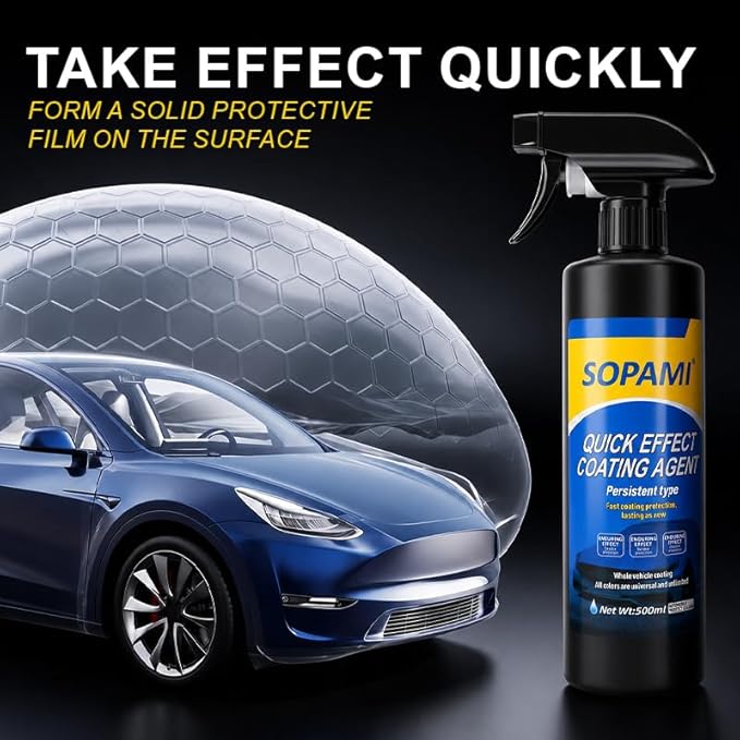 Sopami Car Coating Spray,Multi‑Purpose Quick Coating Spray | High Gloss Shine, Auto Body Wax Scraping and Polishing Waterless Wash, Wheels & Interior Surfaces (1 pcs)