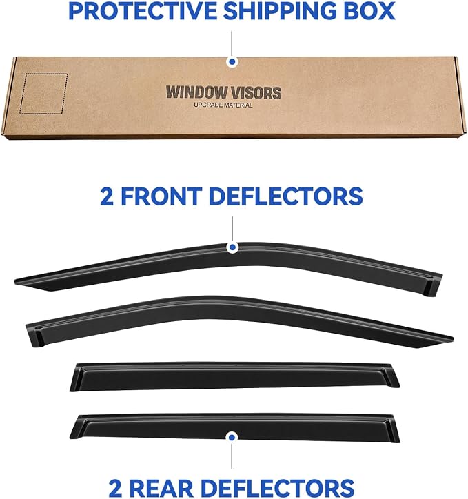 Window Visors Rain Guards for 2017-2026 Jeep Compass, Out-Channel Window Vent Wind Deflectors Visors Shades for 17-26 Compass
