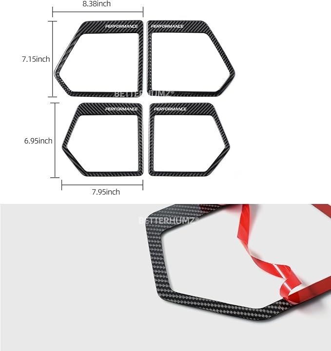 BETTERHUMZ Door Speakers Frame Trim Cover Sticker for Ford F150 2021 2022 2023 2024 2025 Carbon Fiber Interior Accessories (Black)