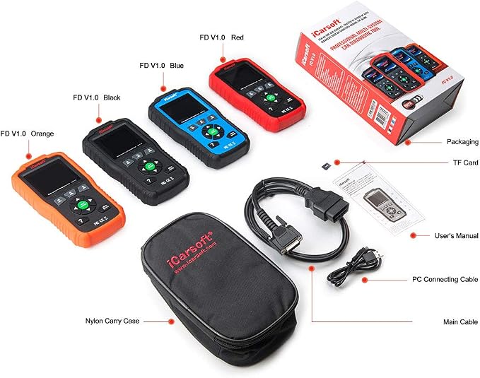Auto Diagnostic Scanner iCarsoft FD V1.0 for Ford/Holden, ABS, SRS, Oil Service Reset ect (Red)