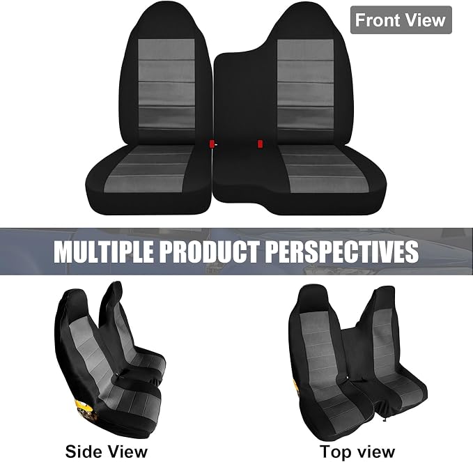 SAPUBK Custom-Fit Front Split Bench Seat Cover Without Armrest Replace for 2004-2012 Chevy Colorado/GMC Canyon Pickup, Knitted Fabric Composite Soft Foam Lining Airmesh Breathable Seat Cover