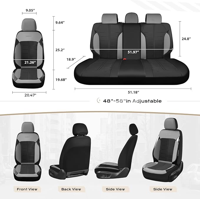 Coverado Seat Cover, Car Seat Cover Front Seats, 3D Air Mesh Breathable Seat Protectors Sports Carbon Fiber Design Airbag Compatible Comfort Universal for Most Cars, Van,Trucks, SUV, Black