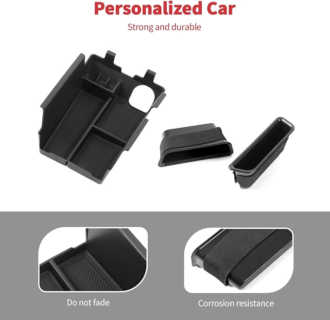 Linskip Center Console Organizer Kit for Ford Mustang Ecoboost, GT, Dark Horse 2024 2025 2026+, Armrest Organizer + Door Insert(Black)