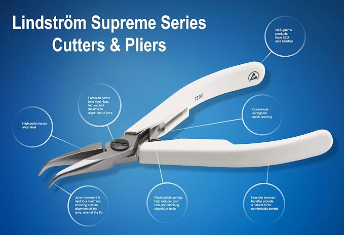Lindstrom 7891 Supreme Snipe Nose Pliers, 132mm Length, 1.2mm Tip Width