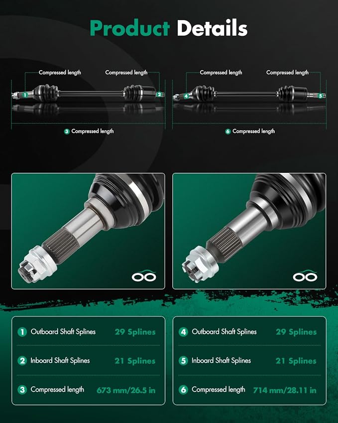 SCITOO Front Left Right CV Axle Fit 2016-2019 for Can-Am Defender HD10 2017-2019 for Can-Am Defender HD5 2016-2019 for Can-Am Defender Max HD8/HD8 705401801 705401802 705401936 705401937 2PCS
