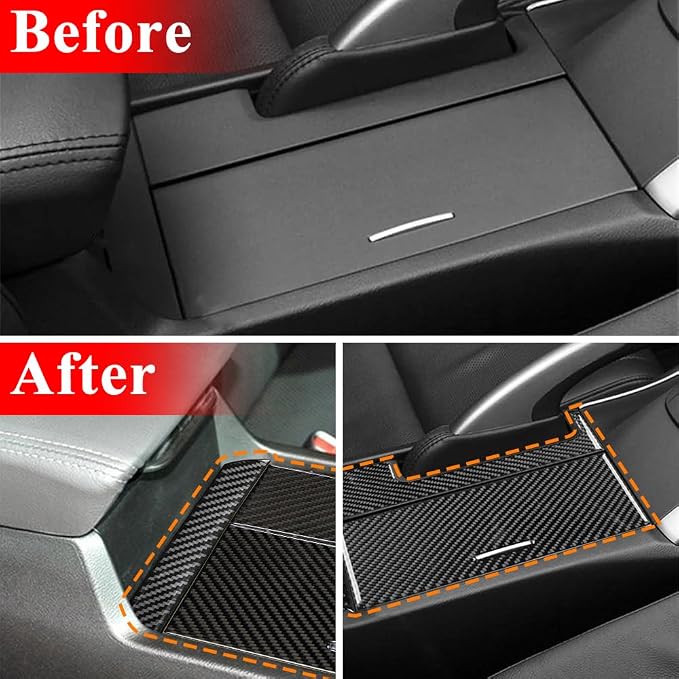 AeroBon TSX Real Carbon Fiber Interior Trim Overlay Compatible with 2009–2014 Acura TSX Sedan and Sport Wagon, 3-Piece Cup Holder, Handbrake Lever, and Center Console Panel Trim Cover Set