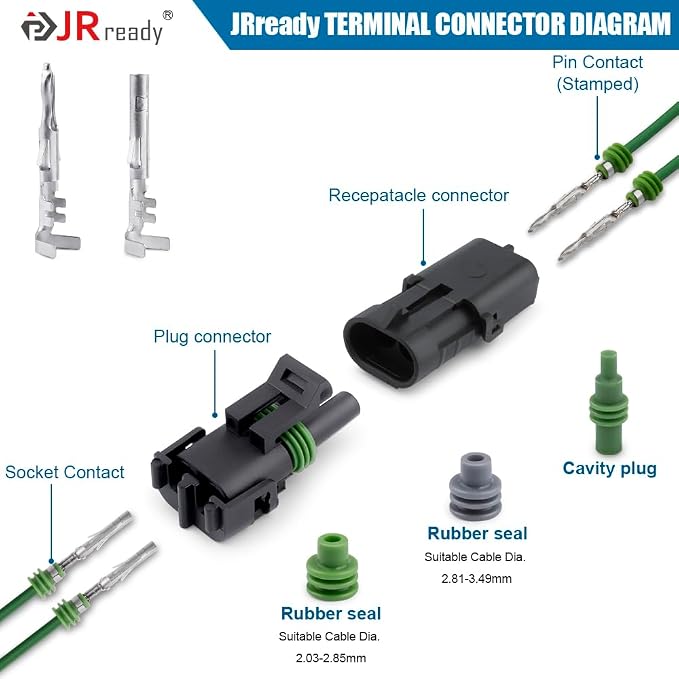 JRready Upgraded Pin Removal Tool Kit for Weather Pack&Metri-Pack Series Connector + ST6380-030 Weather Pack Terminal Kit Pins & Sockets 12124582/12124580 14-18AWG F-Crimp Contacts