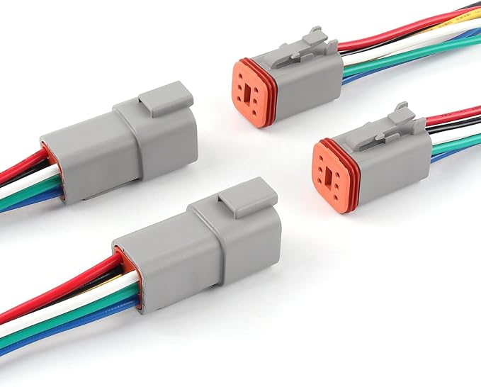 Newdeli Deutsch 6 Pin Connector Kit Waterproof Electrical Connector 16 AWG Male and Female Automotive Wire Connectors for Car Truck Boat, Dt Connector 2 Sets