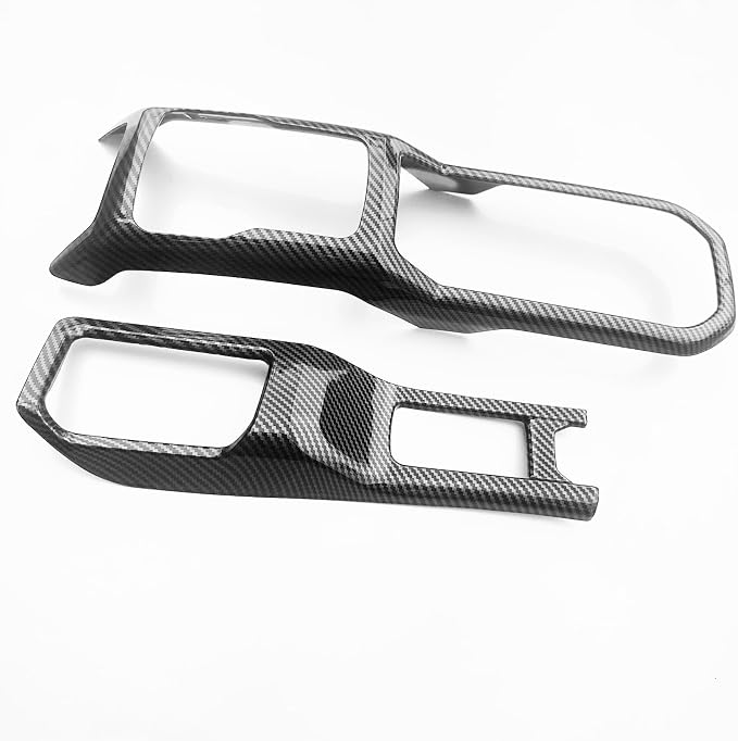 2PCS Black Carbon Fiber Gear Shift Panel Cover for Jeep JL JLU & Gladiator JT, Interior Accessories Compatible with 2018-2024 Wrangler