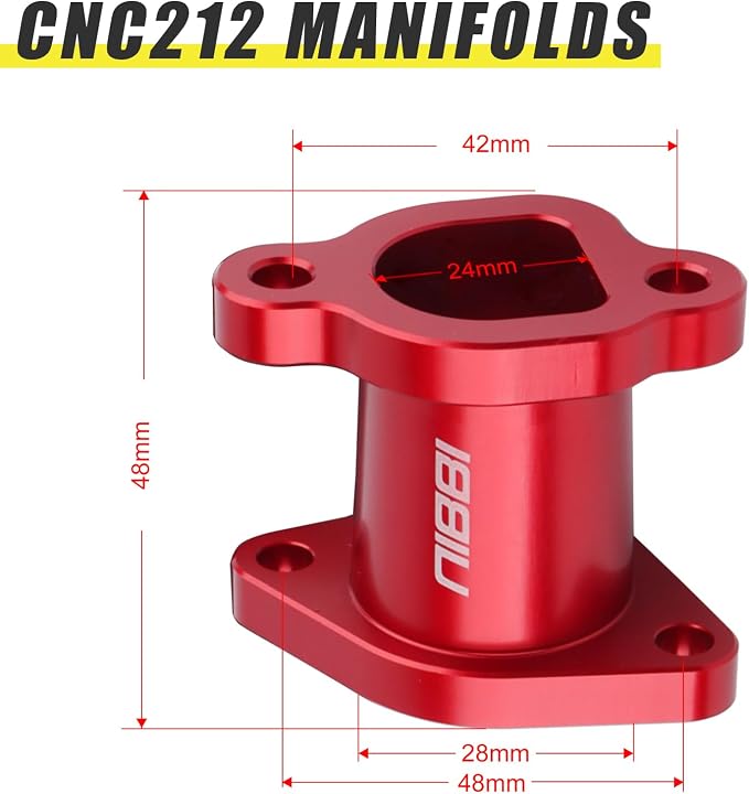 NIBBI Predator 212 Carburetor PE22FL Kit,212 Predator Performance Part Intake Pipe Inlet Manifold For Mini Bike 196cc/212cc/224cc Engine GX160 GX200 with Air Filters (Red)
