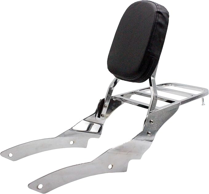 YHMOTO Motorcycle Sissy Bar Backrest with Luggage Rack For Yamaha VStar 650 400 DS650 Custom DS400 V star 1996-2017 (Chrome)