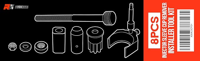 9U-6891 Injector Sleeve Remover Installer Set + 9U-7227 Injector Height Tool + J-38587-A Engine Barring Socket Tool Kit (8-PC) - Compatible with CAT Caterpillar 3406E C15 C16 Diesel Engines (8 PCS)