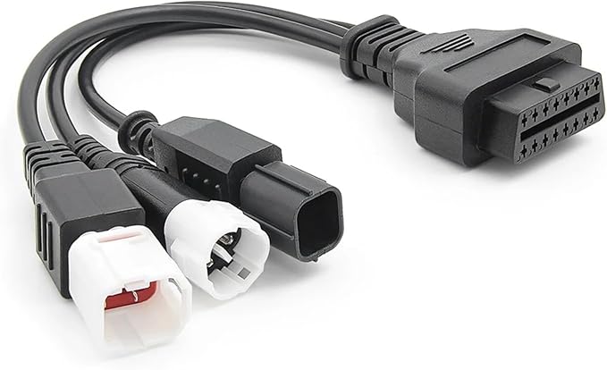 3 in 1 Compatible with Yamaha 3pin 4pin Compatible with 6pin to 16pin Motorcycle OBD2 Cable Adapter Motorcycle OBDII Diagnostic Connector Cable(Red)