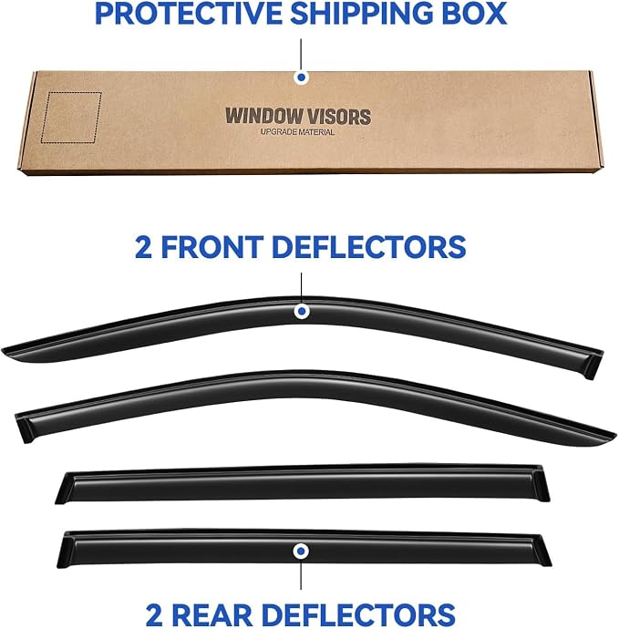 Window Visors Rain Guards for 2016 2017 2018 2019 2020 2021 2022 Honda Pilot, Out-Channel Window Vent Wind Deflectors Visors Shades for 16-22 Pilot (Excludes Touring Models)