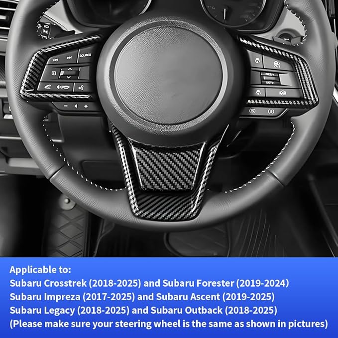 Carbon Fiber Style Car Steering Wheel Trim Cover Panel Accessories for Subaru Crosstrek 2018-2025,Forester 2019-2024,Impreza 2017-2025,Ascent 2019-2025,Legacy 2018-2025,Outback 2018-2025