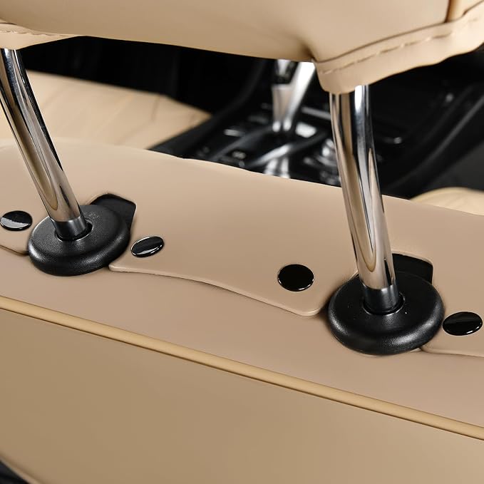 FLORICH Seat Cover, Car Seat Covers Front Set, Waterproof Leather Car Seat Protector, Front Seat Covers for Cars, Automotive Seat Covers Protector 2 Pack Fit for Most Cars Trucks SUV - Beige