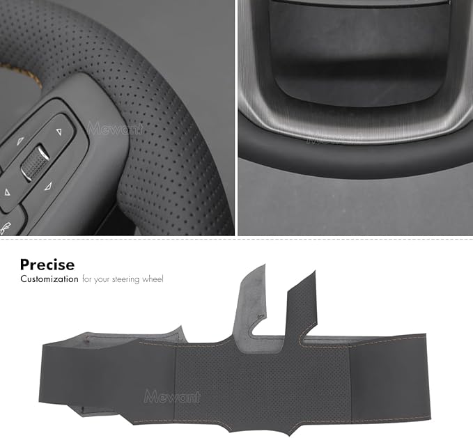 MEWANT Hand Stitch Car Steering Wheel Protector Wrap Cover for GMC Sierra 1500 2019-2023, 2500 2020-2024, 3500 2020-2024, Sierra Limited 2022, Yukon (XL) 2021-2023 Accessories