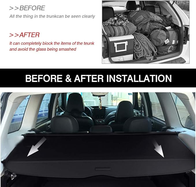 Powerty Retractable Cargo Cover for 2018-2023 Subaru Crosstrek/Impreza - Canvas Texture Trunk Cover Privacy Screen Rear Security Shade for Crosstrek Accessories (Not for Plug-in and Hybrid Models)