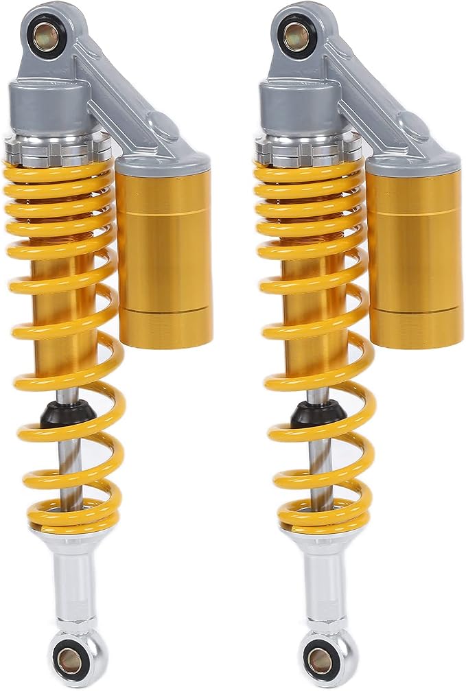 Pair 13.5 Inch Aluminum Motorcycle Shock Absorbers, Universal Smooth All alloy Comfy Damper for ATV Go Kart Quad Dirt Sport Bikes (Yellow