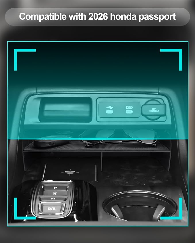 CDEFG 2023 2024 2025 2026 Pilot Center Console Organizer Tray for 2023-2026 Honda Pilot/2024-2026 Passport Accessories Middle Console Storage Box(Divider)