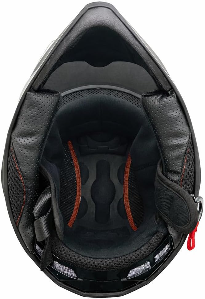 MMG Dual Sport Off Road Motorcycle Full Face Helmet Dirt Bike ATV Flip-Up Visor (Model 23) - Shiny Black, Large