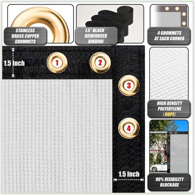 ColourTree Customized Size Fence Screen Privacy Screen Green Commercial Grade 170 GSM - Heavy Duty - Cable Zip Ties Included