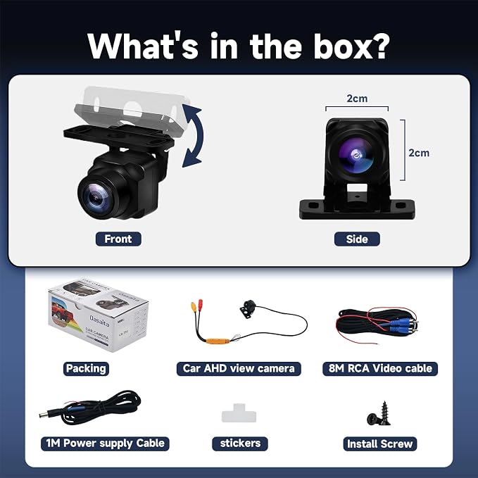 AHD 1080P Backup Camera for Car, Reverse/Front View Camera, 170° Fisheye Wide Angle, Super Night Vision, IP68 Waterproof, Only for 1080P Navigation