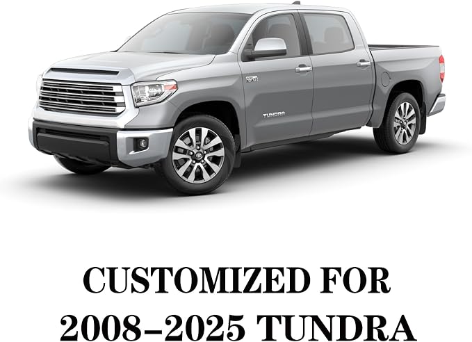 YIERTAI Truck Seat Covers Compatible with Toyota Tundra for 2008-2025 2026 Tundra Crewmax SR5 Limited Double Cab Crew Extended Cab Waterproof Leather Seats Protectors(2 PCS Front only/Black-Blue)