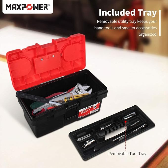 MAXPOWER Plastic Tool Box 14" and Multifunctional Pliers Set