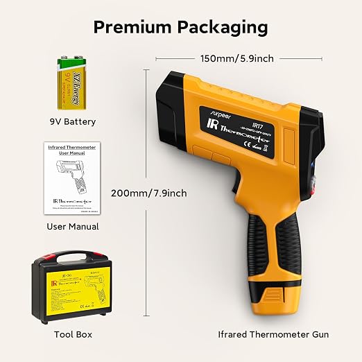 -58°F to 3992°F Infrared Thermometer Gun,Triple Laser Targeting | 50:1 High-Temperature Range, For Kilns & Furnaces Foundry Temperature Measurement Industrial-Grade Accuracy
