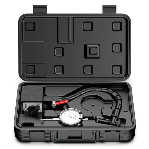 HDLNKAK Dial Indicator 0-1'' with Magnetic Base, Dial Indicator Tools Set for Alignment, 0.001" Accuracy Measurement Tool with Flex Arm Base and Indicator Combo( White Dial Indicator)
