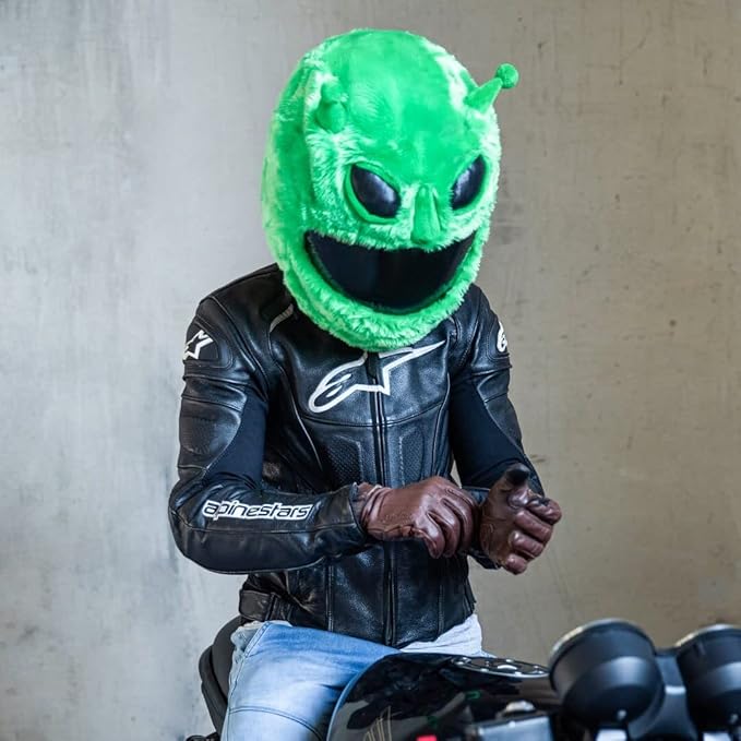 Moto Loot Helmet Cover for Motorcycle Helmet, Fun Rides and Gifts (Cover Only. Helmet Not Included) - Alien