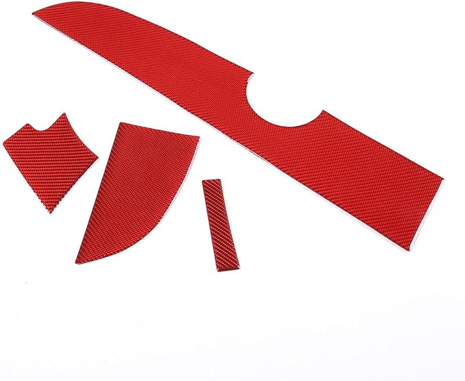 Fit for Fiat 500 2011-2019 Soft Carbon Fiber Car Center Console Decorative Protector Strip Sticker Car Interior Accessories 4PCS (Red Carbon)