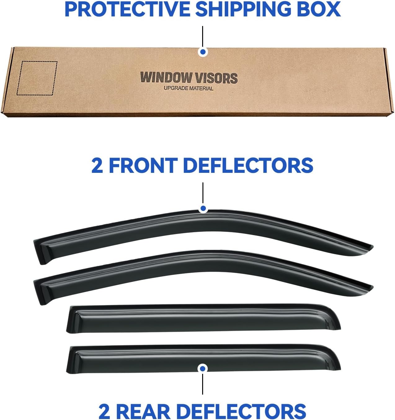 Window Visors Rain Guards Shield for 2005-2021 Nissan Frontier Crew Cab, Out-Channel Window Vent Wind Deflectors Visors Shades for 2009-2013 Suzuki Equator Crew Cab