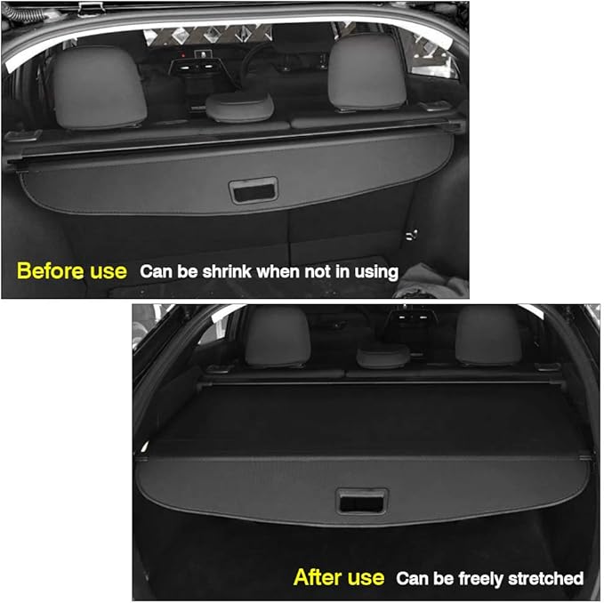 Powerty Cargo Cover for 2019-2023 Toyota Prius Accessories (Latest XW50 Since November 2018) Retractable Rear Trunk Security Cover Shielding Shade Black (Not for Prius Prime)